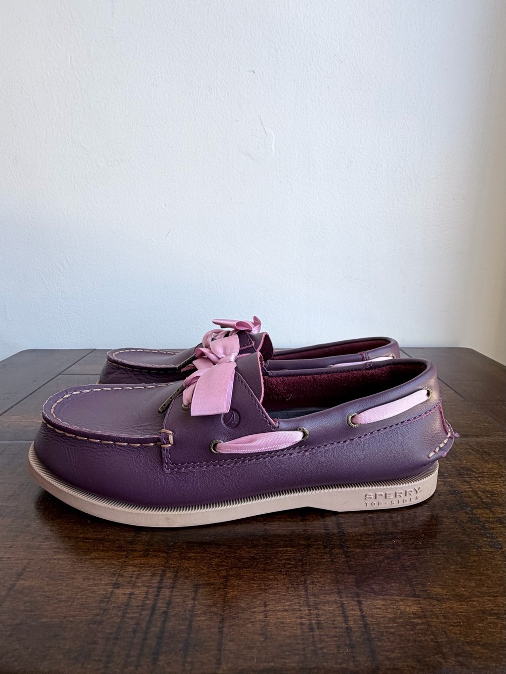 Sperry Kids Authentic Original Boat Shoes Fig Burgundy Pink Ribbon Youth 5M - Picture 5 of 11